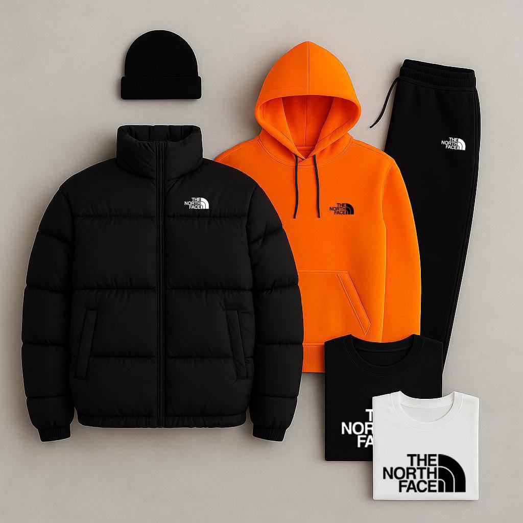 TNF™ Winter Streetwear Set – Puffer Jacket, Hoodie, Joggers & Tees