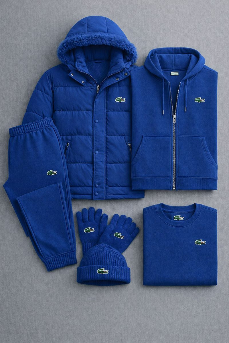 Winter Premium Set 2026 – Puffer Jacket, Zip Hoodie, Joggers, T-Shirt + Beanie & Gloves