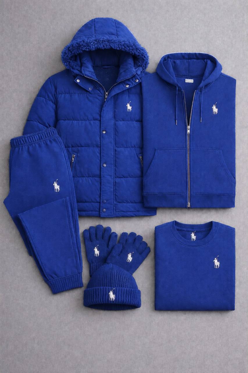 Winter Premium PRL™ Set 2026 – Puffer Jacket, Zip Hoodie, Joggers, T-Shirt + Beanie & Gloves